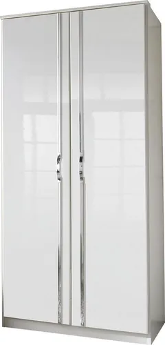 Wimex Drehtürenschrank Tromo mit Hochglanz-Fronten - Kleiderschrank mit 90 cm Breite, eleganten chromfarbenen Leisten und einfacher Selbstmontage – ideal für stilvolle und funktionale Schlafzimmer.