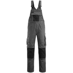 Mascot Augsburg Latzhose Größe 76C46 - Dunkelanthrazit/Schwarz - Robuste Latzhose für Profis, ergonomisch geformte Hosenbeine und verstärkte Knietaschen aus CORDURA für optimalen Schutz und Komfort bei der Arbeit.