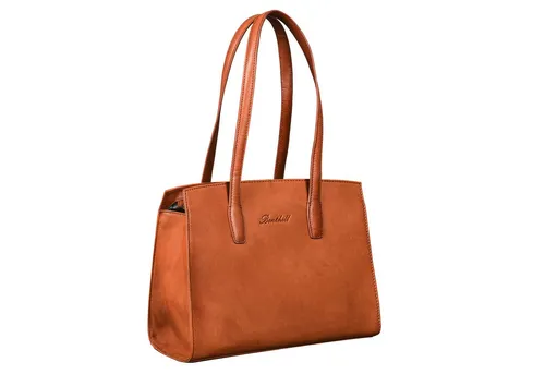 Benthill Handtasche Damen - Echt Leder Henkeltasche in Braun, elegantes Vintage-Design und viel Platz für den Alltag