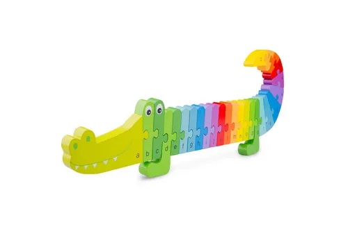 New Classic Toys® Steckpuzzle Holz-Puzzle Krokodil Alphabet - Steckpuzzle für Kinder mit 26 Puzzleteilen in Krokodil-Form, fördert spielerisch das ABC-Lernen und schult die Motorik durch fröhliche Farben.
