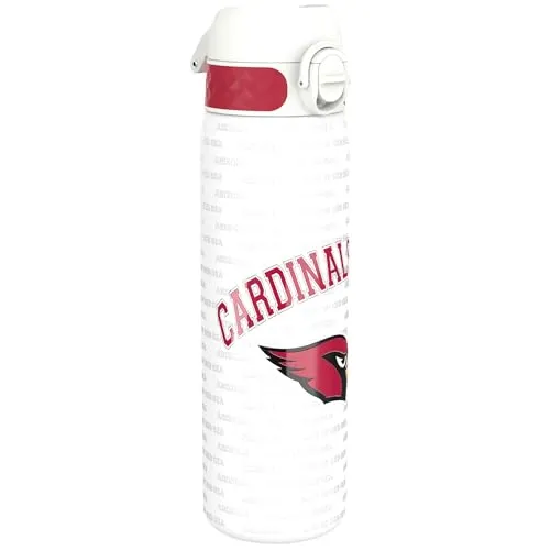 ion8 NFL Arizona Cardinals Leichte Edelstahl Trinkflasche, 600 ml/20 oz, nicht isoliert, auslaufsicher, leicht zu öffnen, sicherer Verschluss, spülmaschinenfest, Klappdeckel, passt in Getränkehalter