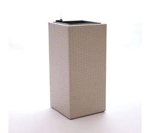 Elegant Einrichten Pflanzkübel Polyrattan Säule 40x40x84cm grau meliert (1 St)