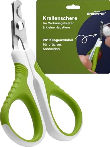 Krallenschere für Katzen & kleine Hunde – 20° angewinkelte Klingen & ergonomischer Griff – ideal für kleine Haustiere, Kaninchen & Meerschweinchen – Krallenschneider mit Guide & Krallenpflege-App