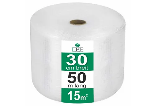 LPF dieLUFTPOLSTERFOLIE Schutzfolie Luftpolsterfolie Breite 30cm x Länge 50m Noppenfolie Verpackungsfolie