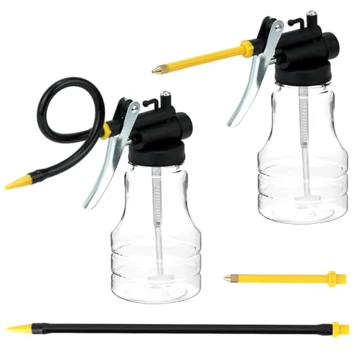 QWORK® 250ml Ölkanne mit Pumpe, Transparent Ölkännchen Ölspritzkanne mit Gerade & Flexible Ausguss