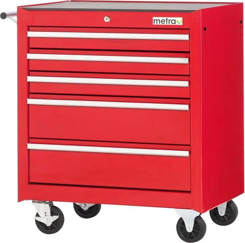 Werkstattwagen mit 5 Schubladen, rot