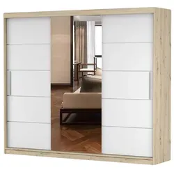 Schwebetürenschrank Alba 250cm in Artisan/Weiß mit Spiegel