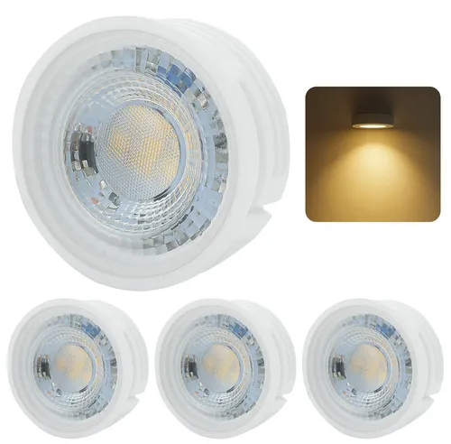 Sweet Led 4x LED Modul flach Ø50mm – 5W 320lm Warmweiß - Energiesparlampen mit hitzebeständigem Keramikgehäuse – ideal für Einbaustrahler mit wenig Einbautiefe. Ersetzt GU10 Leuchtmittel direkt ohne Trafo.