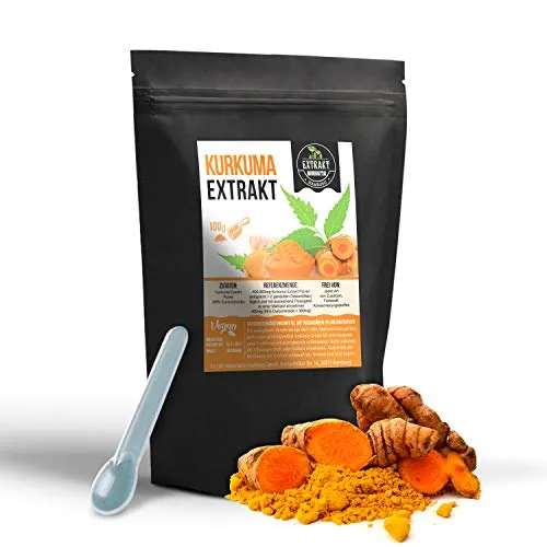Kurkuma Extrakt | 95% Curcuminoiden | 100g Pulver | organic extract powder | ohne Zusatzstoffe | hochdosiert vegan (Pulver 100g)