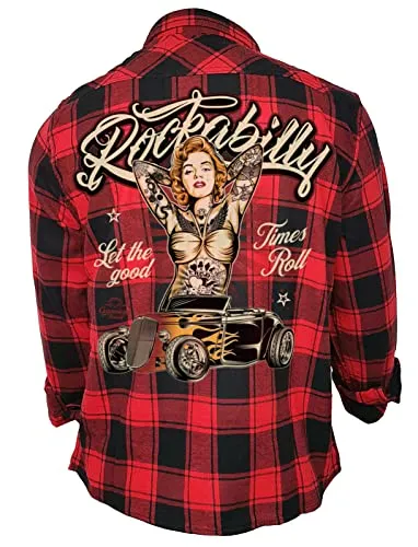 GASOLINE BANDIT® Flanellhemd Rockabilly schwarz-rot kariert von GASOLINE BANDIT