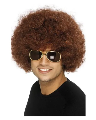 Smiffys Kostüm-Perücke Afro Perücke Braun Unisex 70er Jahre Disco Lockenp