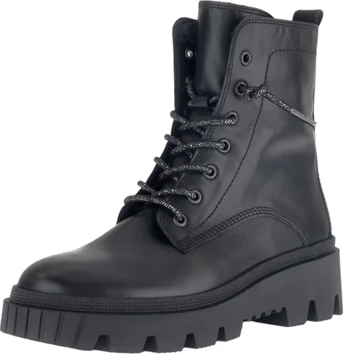 Gabor Damenschuhe Stiefel Schnürstiefel Schwarz - Bequeme Stiefeletten mit Glitzer-Schnürsenkeln - Stiefeletten in elegantem Schwarz mit Gabor's Best-Fitting-Konzept für optimalen Tragekomfort. Ideal für Freizeit und modische Outfits.