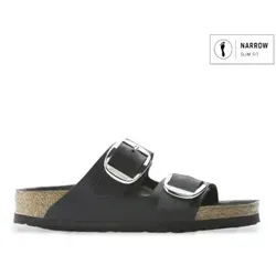 Birkenstock Arizona Big Buckle Damen Sandale, schwarz - Wanderschuhe aus geöltem Nubukleder mit vorgeformtem Fußbett für optimalen Tragekomfort, ideal für Freizeit und leichte Wanderungen.