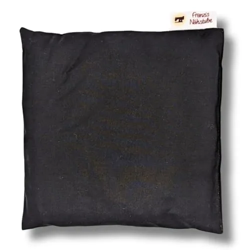 Franzis Nähstube 20x20cm Kirschkernkissen Schwarz in 100% Baumwolle I Körnerkissen Kirschkern 20x20 für Mikrowelle I Wärmekissen, Kirschkernkissen, Nackenwärmekissen