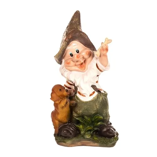 Birendy RIESIGER Zwerg, Gartenzwerg XXL Gartenwichtel NF13102 Groß 41cm Gartenfigur (11020-4-Hund)