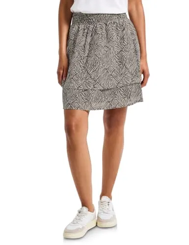 STREET ONE Damen A361748 Gemusterter Chiffon-Rock, Nomad Brown, 42W
