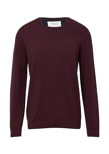 S.OLIVER Herren Strickpullover XXL, dk bordeaux - Herren-Pullover aus 100% Baumwolle im casual Stil, mit bequemen Rundhalsausschnitt und Logostickerei. Ideal für lässige Outfits und angenehm zu tragen.