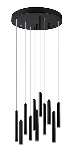 Trio Leuchten LED Pendelleuchte Tubular 321691132 - Moderne Pendelleuchte in mattem Schwarz mit 11x 2,8 Watt LED. Individuell höhenverstellbar und mit Switch Dimmer für drei Helligkeitsstufen – ideal für stimmungsvolle Beleuchtung.