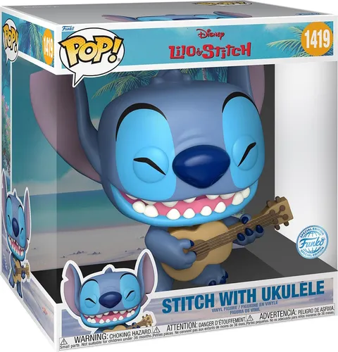 Funko Pop Disney Exklusive Stitch-ukulele 25 Cm Blau - Spielfigur, ca. 25 cm groß, perfekt für Sammler und Fans von Lilo & Stitch, kommt in einer attraktiven Fensterbox.