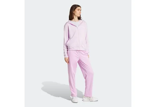 adidas Sportswear Trainingsanzug W LINEAR TS (2-tlg) - Sportlich und stylisch - Trainingsbekleidung für Damen, bestehend aus einer sportlichen Trainingsjacke mit Kapuze und einer bequemen Hose, ideal für Laufen und Fitness im trendigen Ice Lavender.