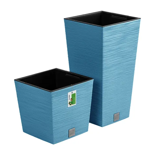 Furu Pflanzkübel Set Blau Modern Design 55/29 cm Kunststoff von Prosperplast