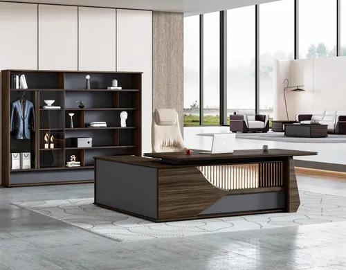 Designer Eckschreibtisch aus Holz - Hochwertiger Bürotisch - Eleganter Eckschreibtisch in Braun, ideal für das Büro. Mit großzügigen Maßen von 200 x 190 cm bietet er ausreichend Platz für Ihre Arbeitsutensilien und ist ein stilvolles Möbelstück.