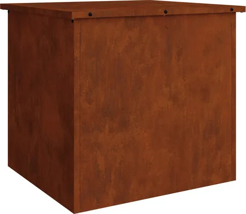 vidaXL Außenlagerbox Rostig 55 x 50,5 x 50 cm aus Stahl - Robuste Außenlagerbox mit Gasliftdeckel für einfachen Zugang. Wetterbeständig und ideal für Gärten oder Terrassen. Bietet optimalen Stauraum und stilvolles Design.