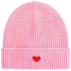 Zwillingsherz 100% Kaschmir Umschlag-Mütze – Elegante Strickmütze mit Herz-Patch - Strickmützen für Damen, aus 100% Kaschmir für höchsten Tragekomfort, sanft und atmungsaktiv – ideal für empfindliche Haut, perfekt für Herbst, Winter & Frühling.