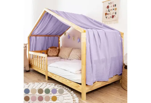 lilimaus Hausbett Himmel - 100% Baumwolle Musselin in 12 Farben - Baby Betthimmel aus weichem Musselin-Stoff, der eine kuschelige Atmosphäre schafft. Ideal für eine gemütliche Kuschelecke im Kinderzimmer. Waschbar und formstabil für langanhaltende Freude.