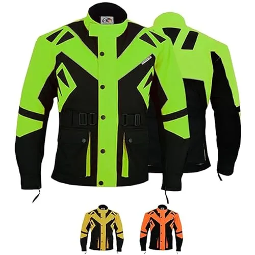 German Wear Motorradjacke Herren mit CE1-Protektoren - Winddicht & Reflektierend - Grün - XXL - Robuste Motorradjacke mit abnehmbaren CE1-Protektoren für optimalen Schutz. Wind- und wasserabweisend, mit herausnehmbarem Innenfutter für Flexibilität. Auffällige Neonfarbe sorgt für Sicherheit im Straßenverkehr.