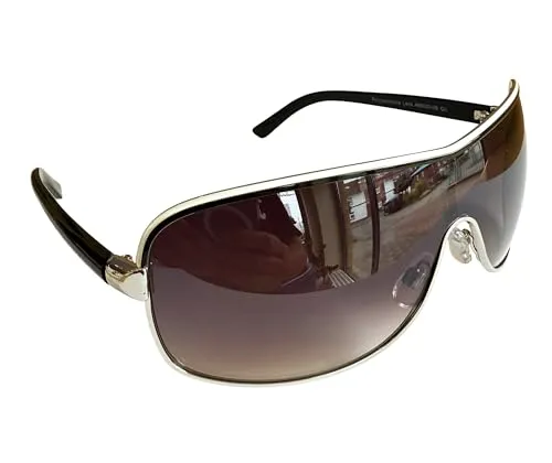 Pilotenbrille Brille Sonnenbrille Pornobrille Fliegerbrille Moderner Look Auswahl M 7. (Silber Schwarz)