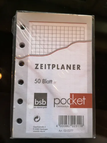 BSB Ersatzeinlage Notizen - A7 6-Fach Lochung, 50 Blatt kariert für Pocket Terminplaner Organizer