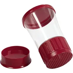 GSD Puderzuckermühle 14cm rot - Küchenhelfer mit elegantem Design, ideal zum gleichmäßigen Bestäuben von Desserts und Gebäck mit Puderzucker.