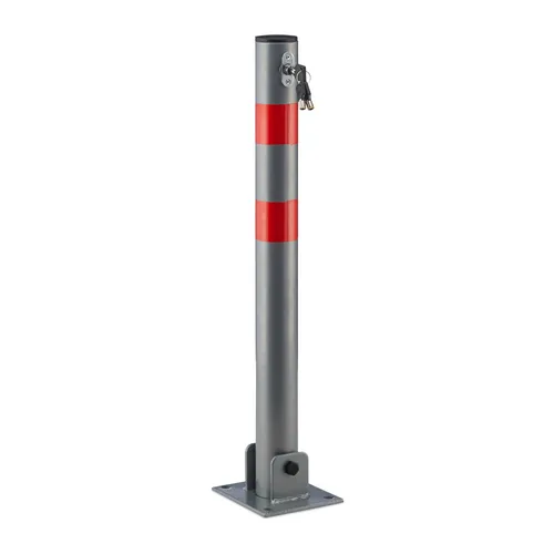 Absperrpfosten Parkplatzsperre Klapppoller - 65 cm rot - Schranken, Pfosten & Pylonen - Robuste Parkplatzbarriere aus Stahl, ideal für die sichere Absperrung von Parkplätzen und mit nur 4 kg leicht zu handhaben.