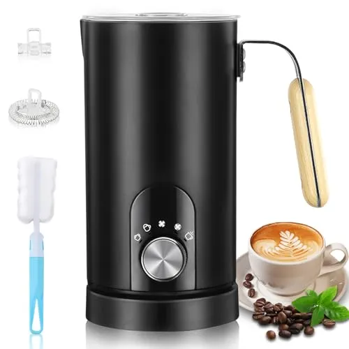 BUOAZR Milchaufschäumer Elektrisch 5-in-1, 350ml Fassungsvermögen, Heißer & kalter Milchschaum, Milch erwärmen, Antihaftbeschichtung, Automatische Abschaltung, für Latte, Cappuccino und Kakao
