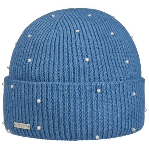 Seeberger Alvana Knit Beanie Mütze Damen Blau Einheitsgröße, Blau, 6.75-7.5