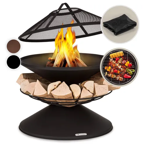 Blumfeldt Feuerschale mit Grillrost - Wetterfeste Feuerschale für Terrasse & Garten, inklusive Funkenschutz und einfachem Aufbau – ideal für gemütliche Grillabende mit Familie und Freunden.