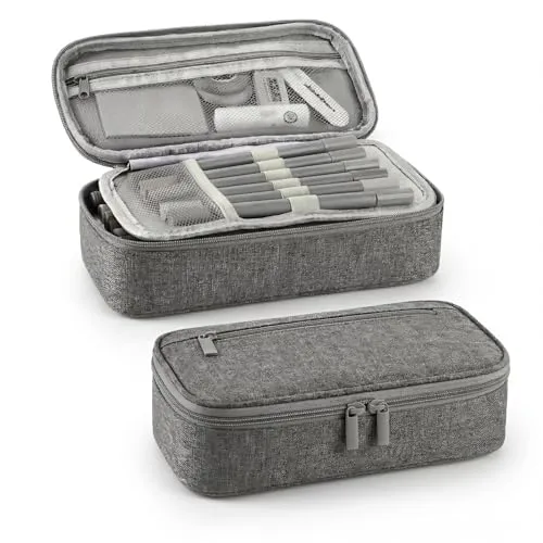 CNMTCCO Federmäppchen 5 Fächer, großer Vorrat federmäppchen große Größe mäppchen teenagerfeder mäppchen Unisex (Grau)