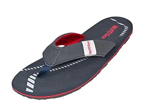MADSea Herren Zehenstegpantolette Beach Man | Flip Flop Zehentrenner Thong Sandale | Sommer Strand, dunkelblau/rot, 43 EU