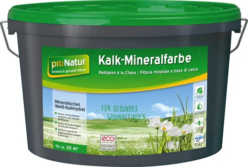 proNatur Kalk-Mineralfarbe 5 l - Hochwertige Innenfarbe für alle Zimmer, schimmelbeständig und waschbar – ideal für ein gesundes Raumklima.
