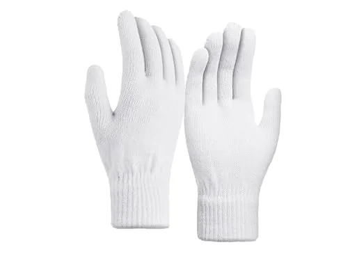 Heré Mood Winterhandschuhe Damen Herren, Warme Strickhandschuhe aus 100% Polyacryl, Thermo, elastisch & atmungsaktiv, Unisex Handschuhe gegen Kälte für Alltag, Outdoor, Fahrrad, Laufen (Weiß)