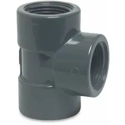 Profec - T-stück Pvc-u Allseitig Innengewinde 1 1/4 (5/4) Zoll, 10 Bar, Grau