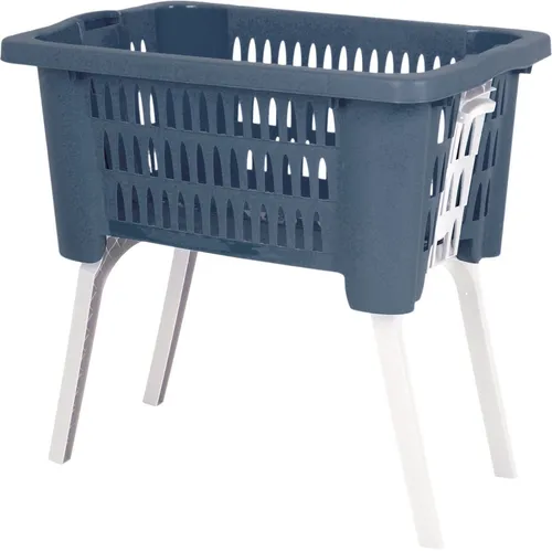 Koopman Wäschekorb Klappbar 38L - Blau - Wäschekorb aus robustem Kunststoff mit klappbaren Füßen für einfachen Transport. Ideal für Camping und Zuhause, bietet 38L Volumen für effizientes Wäschemanagement.
