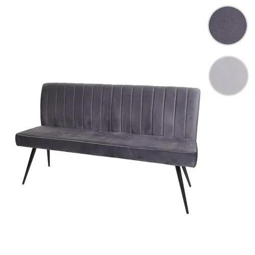 Sitzbank HWC-K16, Dunkelgraue Polsterbank mit Rückenlehne in grau von Mendler