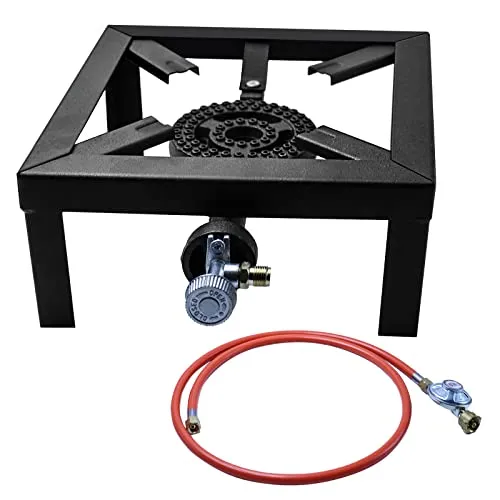 Gaskocher Hockerkocher 8KW Outdoor Camping Gaskocher 25 x 25 x 11cm,campingkocher gasherd,inkl 150cm Propan-Gas-Schlauch und 50 mbar Gasdruckregler Konstantregler