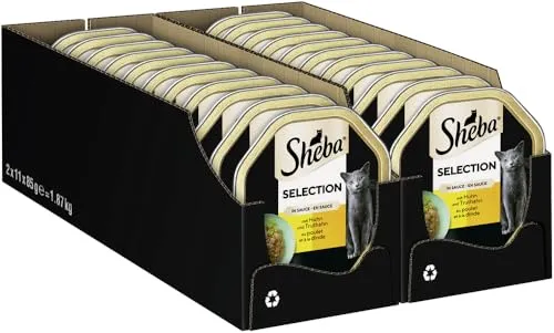 Sheba Schale Nassfutter für Katzen Selection in Sauce mit Huhn und Truthahn 2 x 11 x 85g