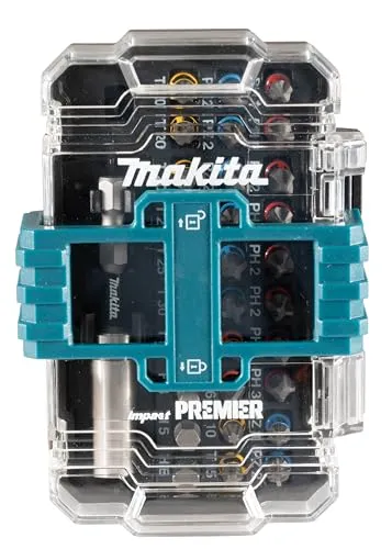 Makita E-13552 Impact Premier Torsion Bit-Set 31-teilig - Vielseitiges Werkzeug-Set mit PH, PZ, SL, T, H Bits und Bithalter, ideal für präzises Arbeiten