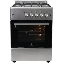 Gasline Gas Standherd 60cm SHGG6060FGIX - Gasherd mit 4 Flammen, Thermostat, Grill und Umluft. Energieeffizienzklasse A, ideal für kreative Kochabenteuer. Umrüstbar auf LPG, inklusive Düsen-Set.