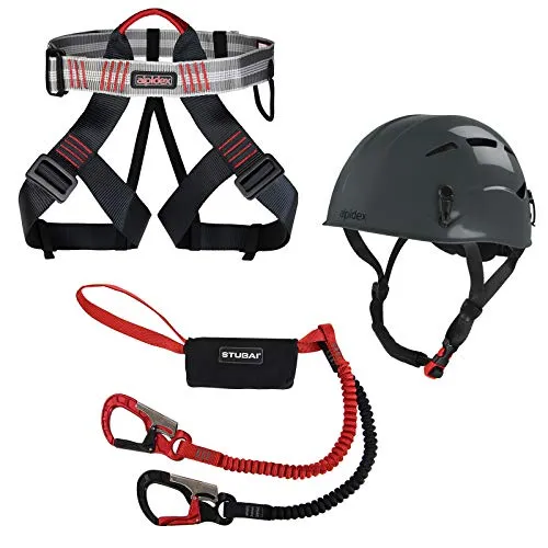 ALPIDEX Kletterhelm mit Klettergurt und Stubai Klettersteigset BASIC 3.0