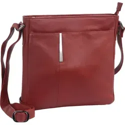 Reißverschlusstasche aus echtem Leder in Cherry Rot mit langem Gurt - Stylische Handtasche mit mehreren Fächern für optimale Organisation. Ideal für den täglichen Gebrauch und bietet Platz für Handy und mehr.